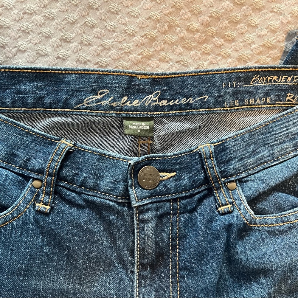 Eddie Bauer Women's Dark Blue Boyfriend Jeans